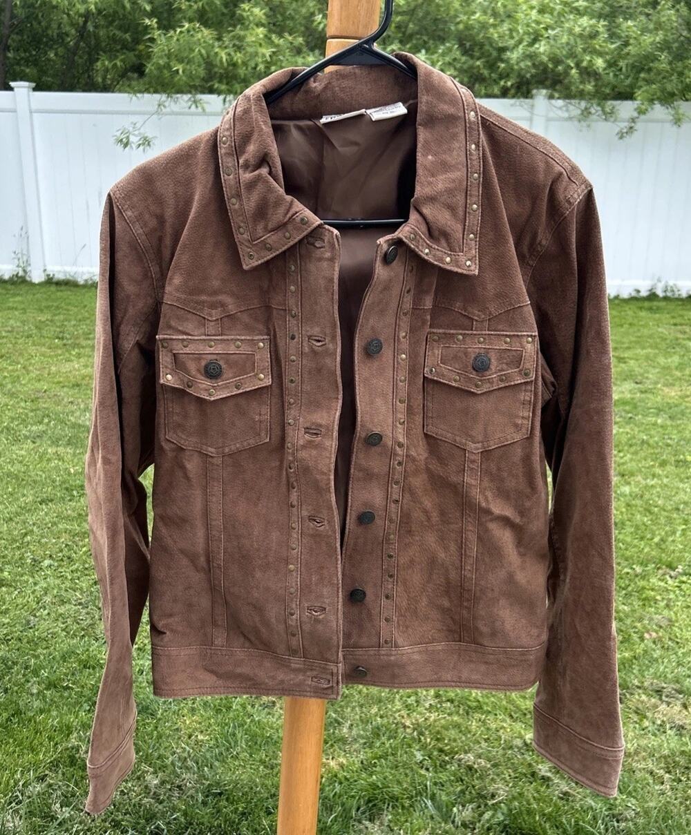 Rod's Western Palace Vintage 90s Suede Studs Western Brown Jacket Women's XL